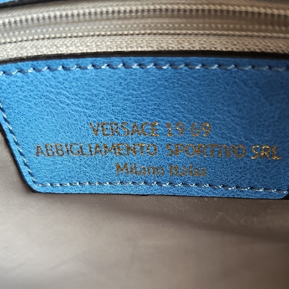 NWT Versace 19v69 Italia Electric Blue Satchel Bag With Crossbody Strap - Picture 12 of 12